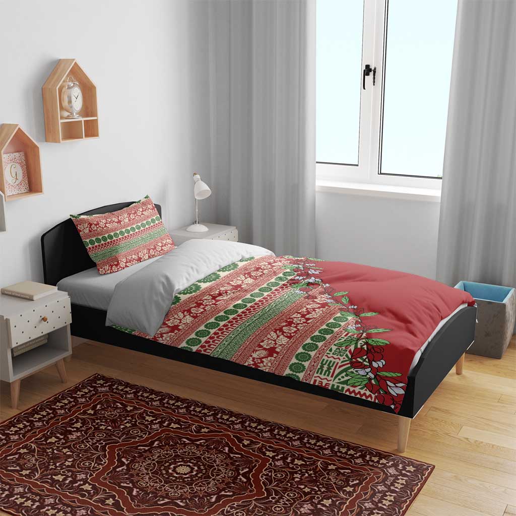 Fiji Marau na Kerisimasi Bedding Set Red Tagimoucia Tapa Masi Tribal - Polynesian Pride