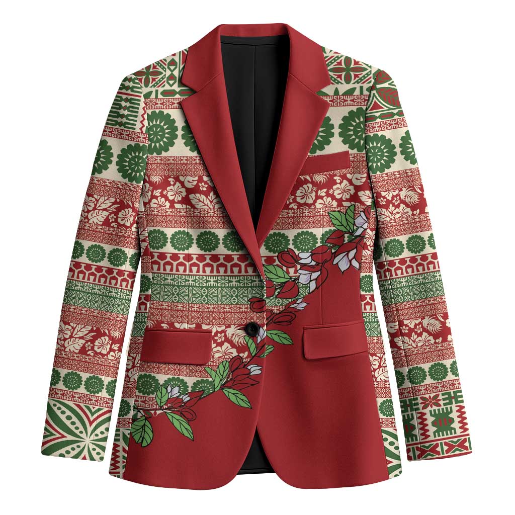 Fiji Marau na Kerisimasi Blazer Red Tagimoucia Tapa Masi Tribal - Polynesian Pride