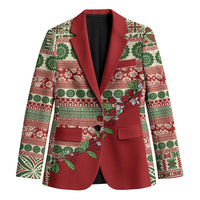 Fiji Marau na Kerisimasi Blazer Red Tagimoucia Tapa Masi Tribal - Polynesian Pride