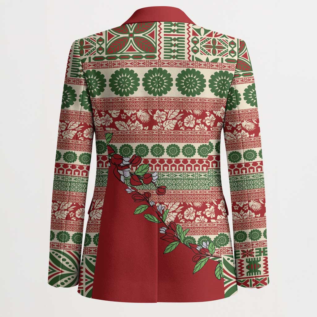 Fiji Marau na Kerisimasi Blazer Red Tagimoucia Tapa Masi Tribal - Polynesian Pride