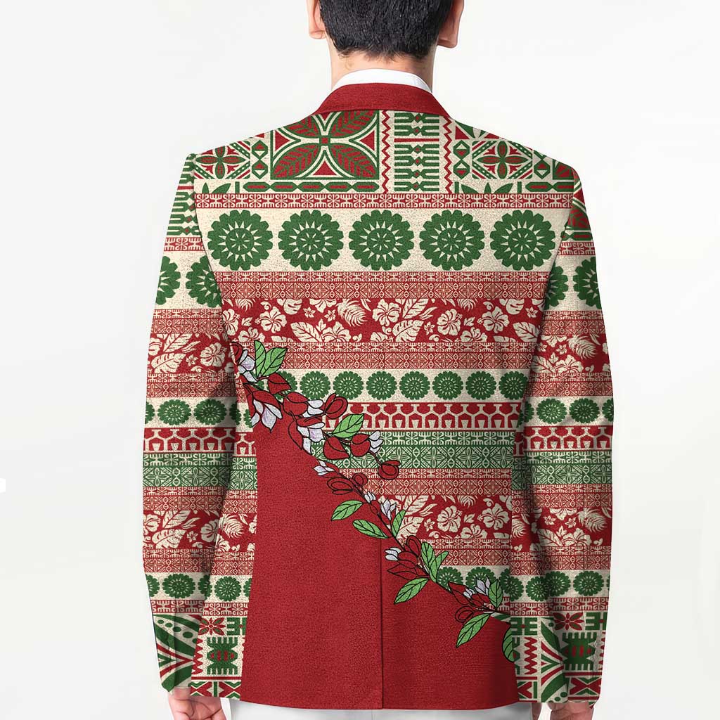 Fiji Marau na Kerisimasi Blazer Red Tagimoucia Tapa Masi Tribal - Polynesian Pride