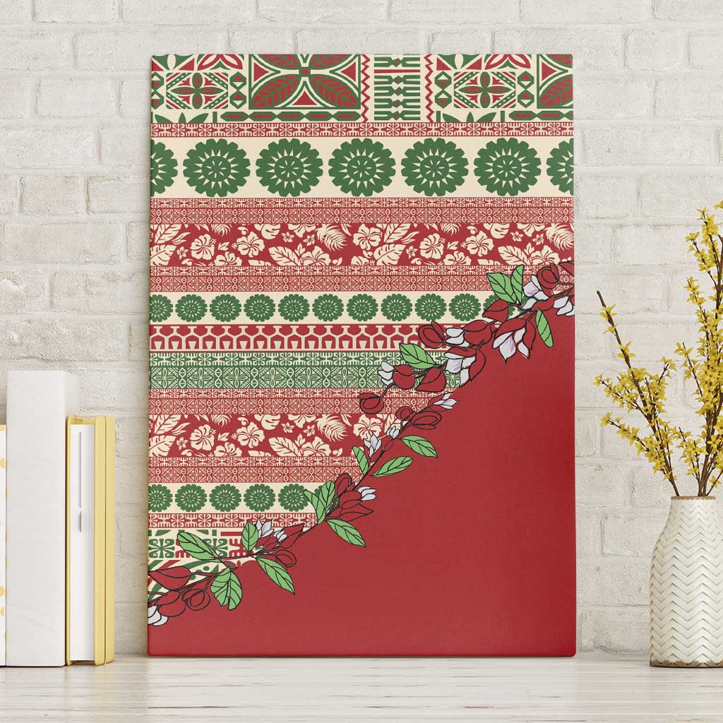 Fiji Marau na Kerisimasi Canvas Wall Art Red Tagimoucia Tapa Masi Tribal - Polynesian Pride