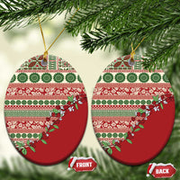 Fiji Marau na Kerisimasi Ceramic Ornament Red Tagimoucia Tapa Masi Tribal - Polynesian Pride