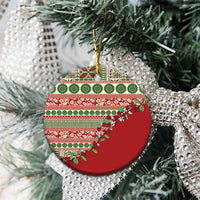Fiji Marau na Kerisimasi Ceramic Ornament Red Tagimoucia Tapa Masi Tribal - Polynesian Pride