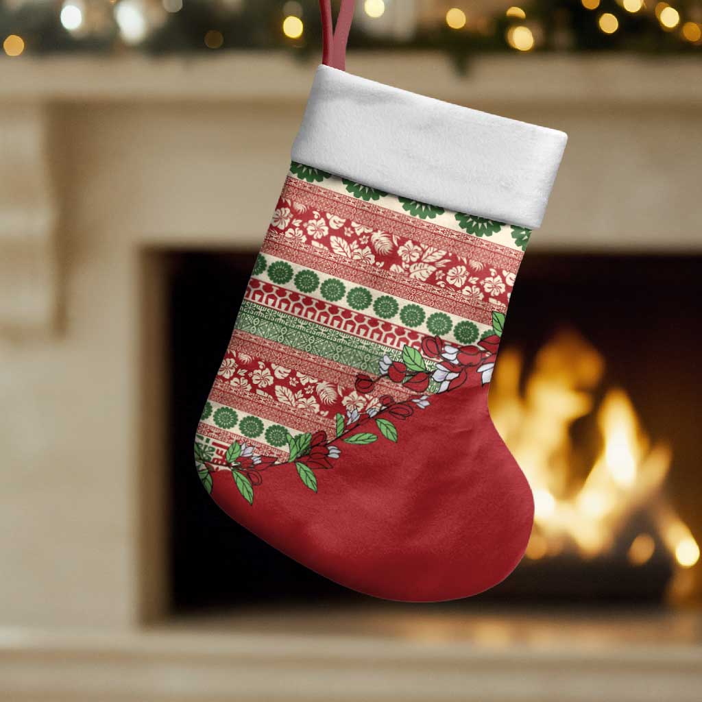 Fiji Marau na Kerisimasi Christmas Stocking Red Tagimoucia Tapa Masi Tribal - Polynesian Pride