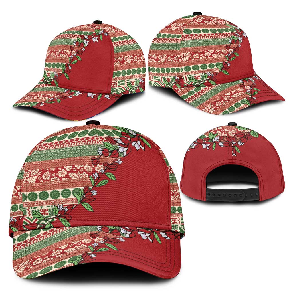 Fiji Marau na Kerisimasi Classic Cap Red Tagimoucia Tapa Masi Tribal - Polynesian Pride
