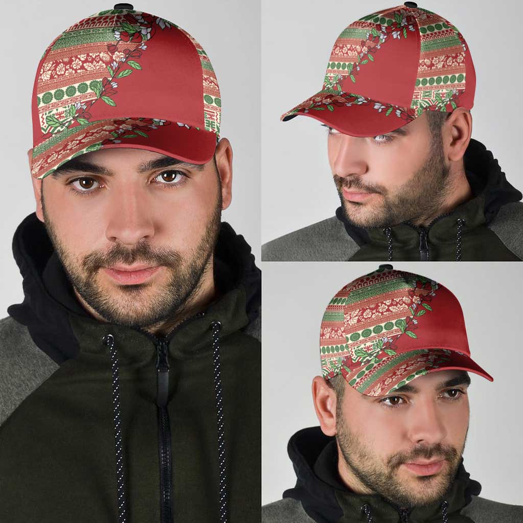 Fiji Marau na Kerisimasi Classic Cap Red Tagimoucia Tapa Masi Tribal - Polynesian Pride