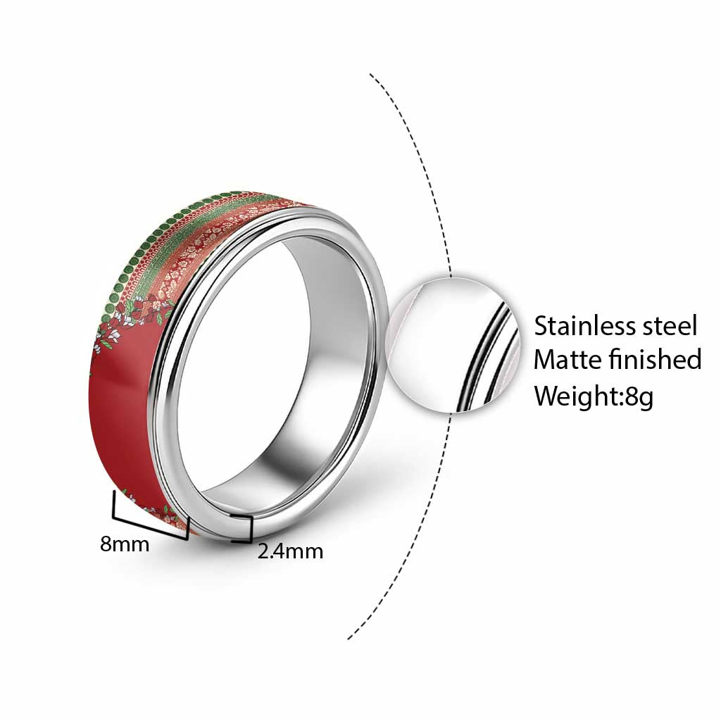 Fiji Marau na Kerisimasi Classic Ring Red Tagimoucia Tapa Masi Tribal - Polynesian Pride
