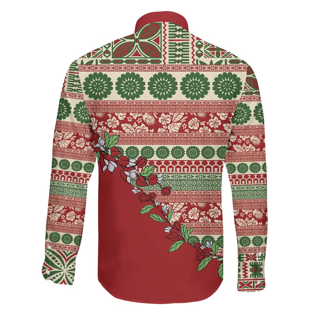 Fiji Marau na Kerisimasi Family Matching Mermaid Dress and Hawaiian Shirt Red Tagimoucia Tapa Masi Tribal LT9 - Polynesian Pride
