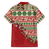 Fiji Marau na Kerisimasi Family Matching Off Shoulder Short Dress and Hawaiian Shirt Red Tagimoucia Tapa Masi Tribal LT9 - Polynesian Pride