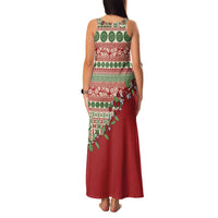 Fiji Marau na Kerisimasi Family Matching Tank Maxi Dress and Hawaiian Shirt Red Tagimoucia Tapa Masi Tribal LT9 - Polynesian Pride