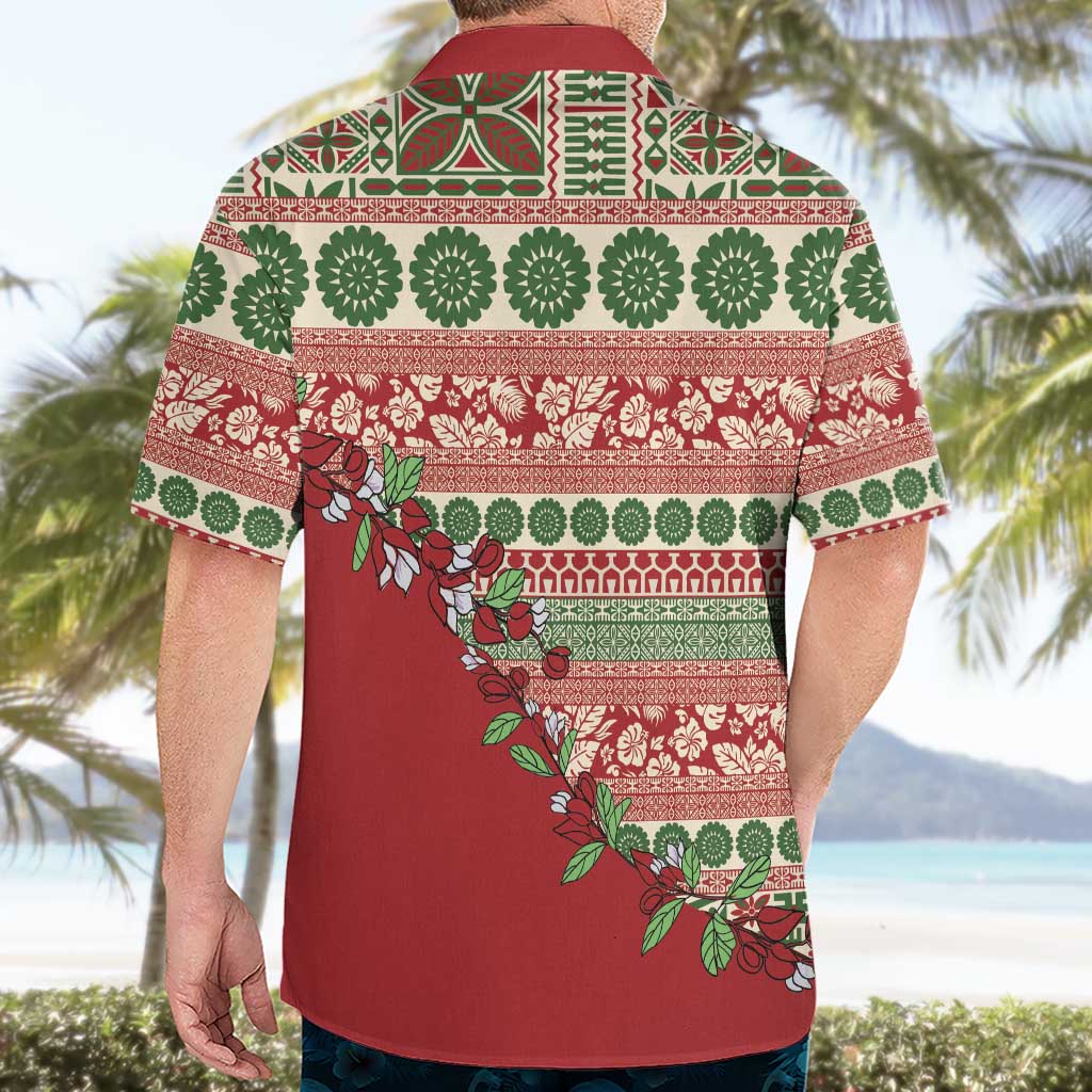 Fiji Marau na Kerisimasi Hawaiian Shirt Red Tagimoucia Tapa Masi Tribal - Polynesian Pride