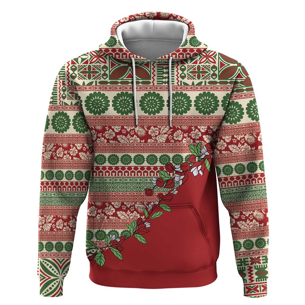 Fiji Marau na Kerisimasi Hoodie Red Tagimoucia Tapa Masi Tribal - Polynesian Pride