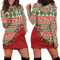 Fiji Marau na Kerisimasi Hoodie Dress Red Tagimoucia Tapa Masi Tribal LT9 - Polynesian Pride