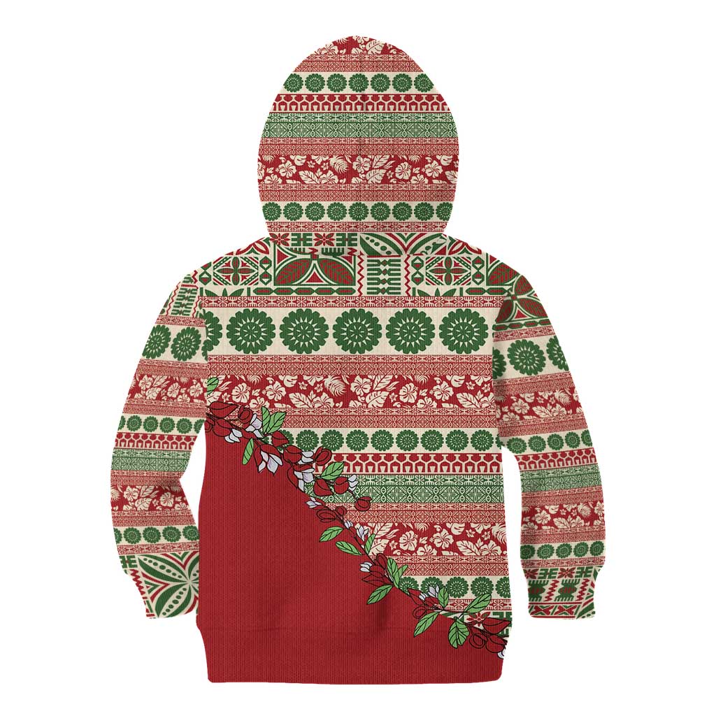 Fiji Marau na Kerisimasi Kid Hoodie Red Tagimoucia Tapa Masi Tribal - Polynesian Pride