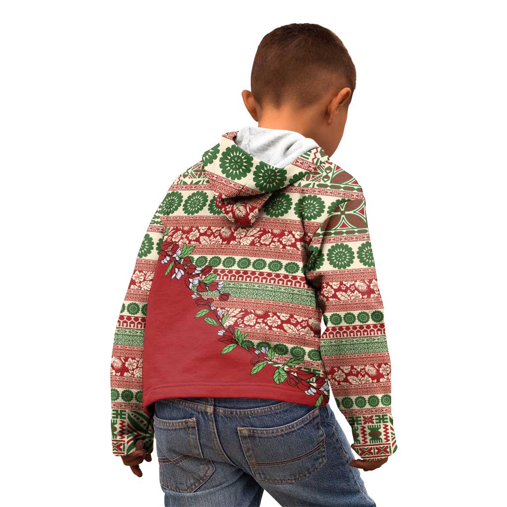 Fiji Marau na Kerisimasi Kid Hoodie Red Tagimoucia Tapa Masi Tribal - Polynesian Pride