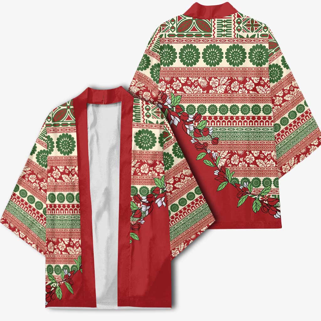 Fiji Marau na Kerisimasi Kimono Red Tagimoucia Tapa Masi Tribal - Polynesian Pride
