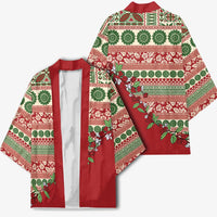 Fiji Marau na Kerisimasi Kimono Red Tagimoucia Tapa Masi Tribal - Polynesian Pride