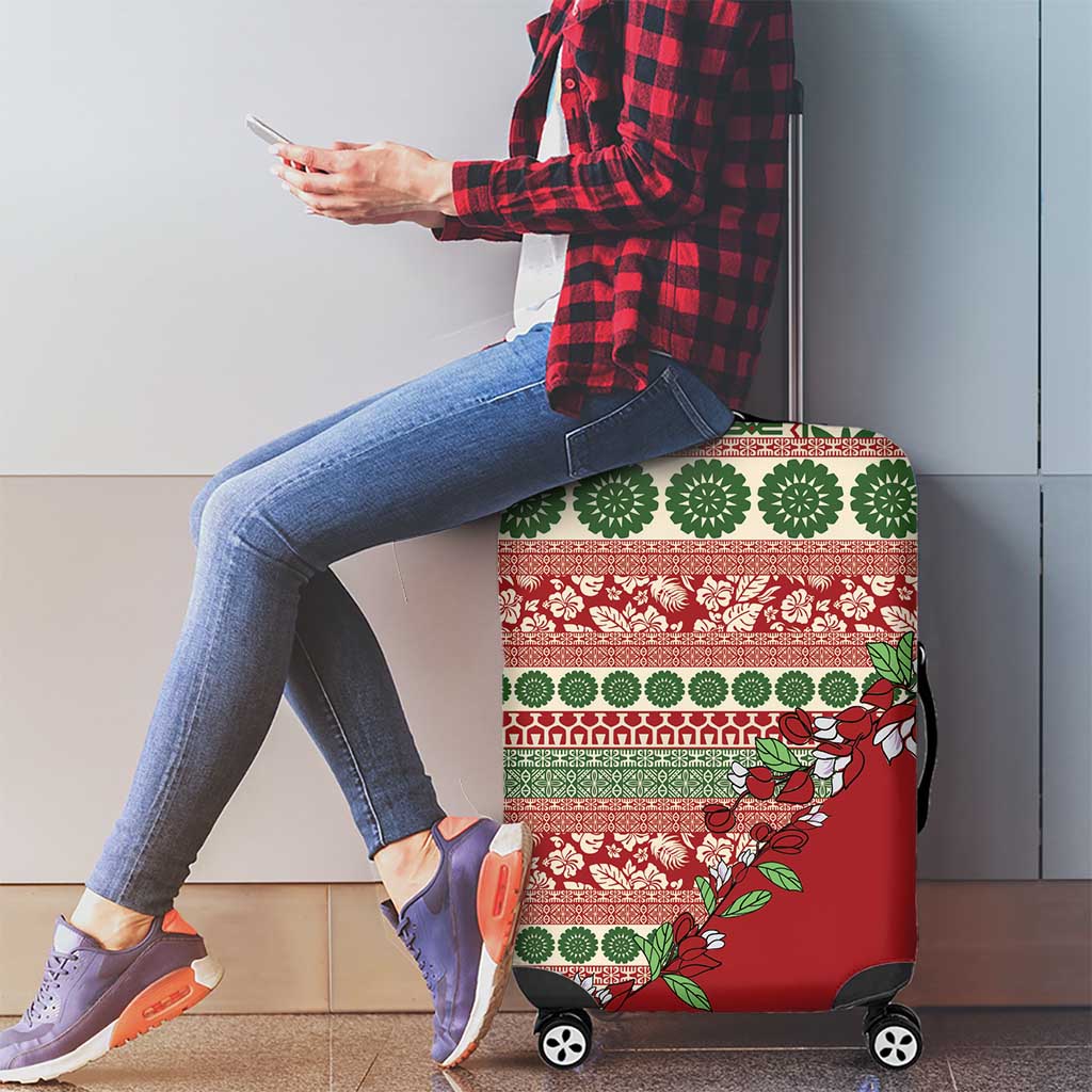 Fiji Marau na Kerisimasi Luggage Cover Red Tagimoucia Tapa Masi Tribal - Polynesian Pride