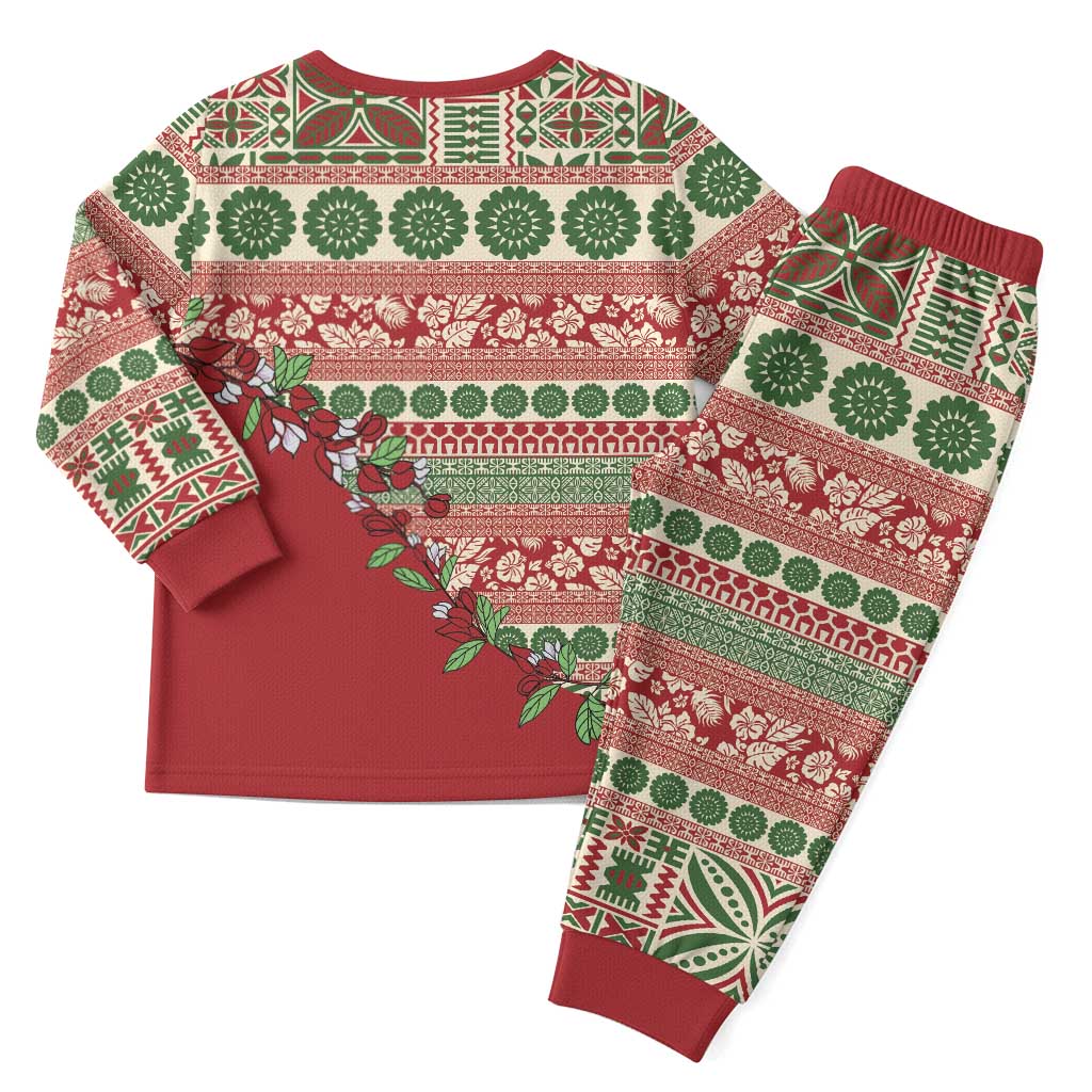 Fiji Marau na Kerisimasi Christmas Pajama Set Red Tagimoucia Tapa Masi Tribal - Polynesian Pride