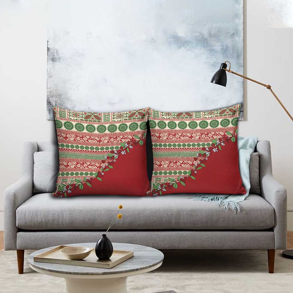 Fiji Marau na Kerisimasi Pillow Cover Red Tagimoucia Tapa Masi Tribal - Polynesian Pride