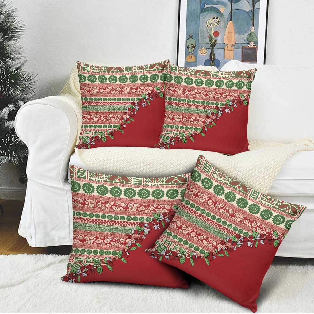 Fiji Marau na Kerisimasi Pillow Cover Red Tagimoucia Tapa Masi Tribal - Polynesian Pride