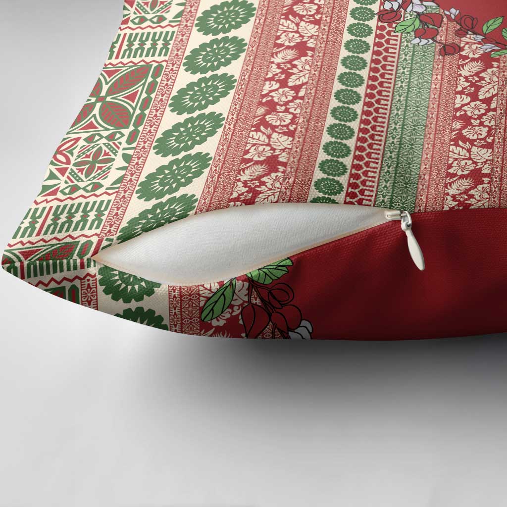 Fiji Marau na Kerisimasi Pillow Cover Red Tagimoucia Tapa Masi Tribal - Polynesian Pride