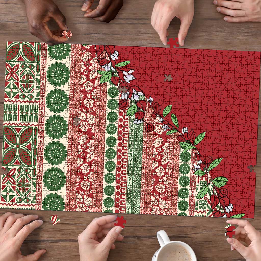 Fiji Marau na Kerisimasi Puzzle Red Tagimoucia Tapa Masi Tribal LT9 - Polynesian Pride