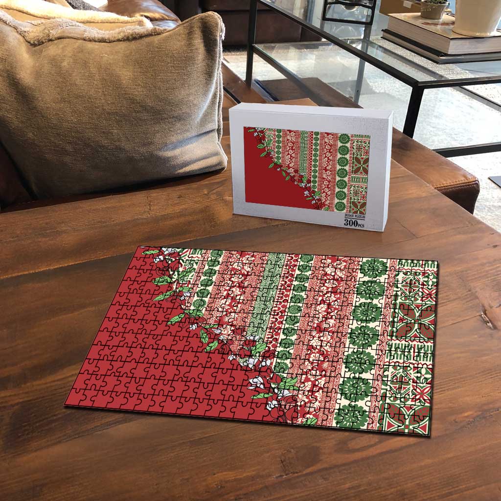 Fiji Marau na Kerisimasi Puzzle Red Tagimoucia Tapa Masi Tribal LT9 - Polynesian Pride