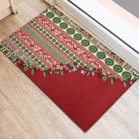 Fiji Marau na Kerisimasi Rubber Doormat Red Tagimoucia Tapa Masi Tribal - Polynesian Pride