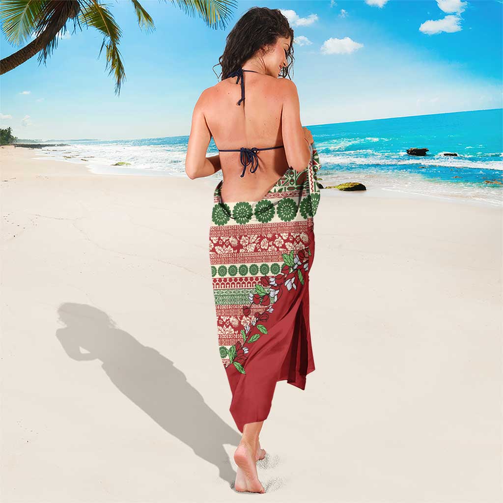 Fiji Marau na Kerisimasi Sarong Red Tagimoucia Tapa Masi Tribal - Polynesian Pride