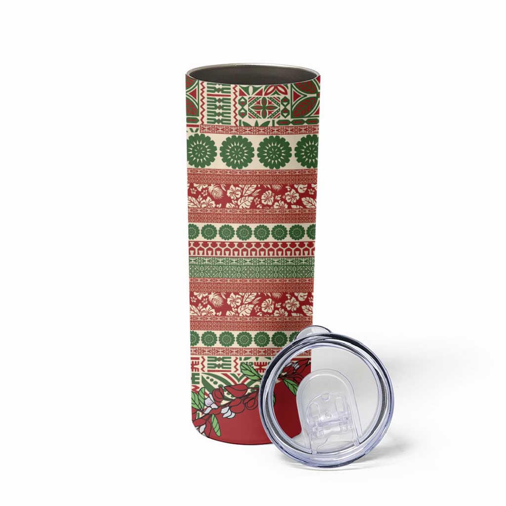Fiji Marau na Kerisimasi Skinny Tumbler Red Tagimoucia Tapa Masi Tribal LT9 - Polynesian Pride