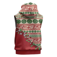 Fiji Marau na Kerisimasi Sleeveless Hoodie Red Tagimoucia Tapa Masi Tribal - Polynesian Pride