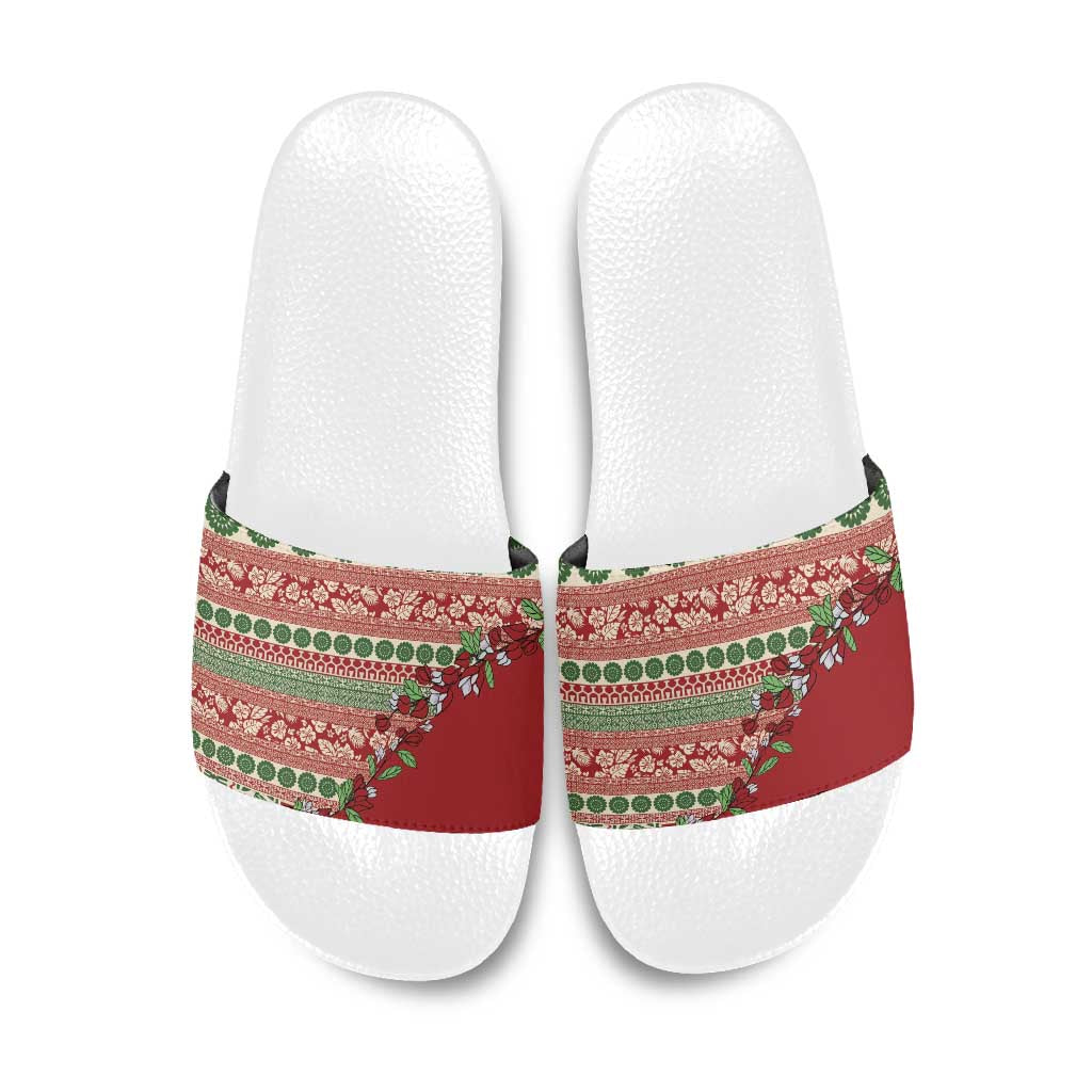 Fiji Marau na Kerisimasi Slide Sandals Red Tagimoucia Tapa Masi Tribal - Polynesian Pride