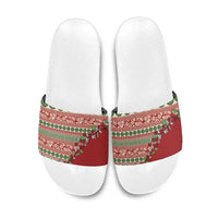 Fiji Marau na Kerisimasi Slide Sandals Red Tagimoucia Tapa Masi Tribal - Polynesian Pride