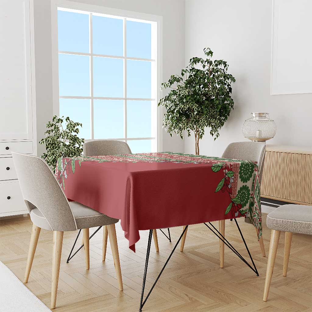 Fiji Marau na Kerisimasi Tablecloth Red Tagimoucia Tapa Masi Tribal - Polynesian Pride