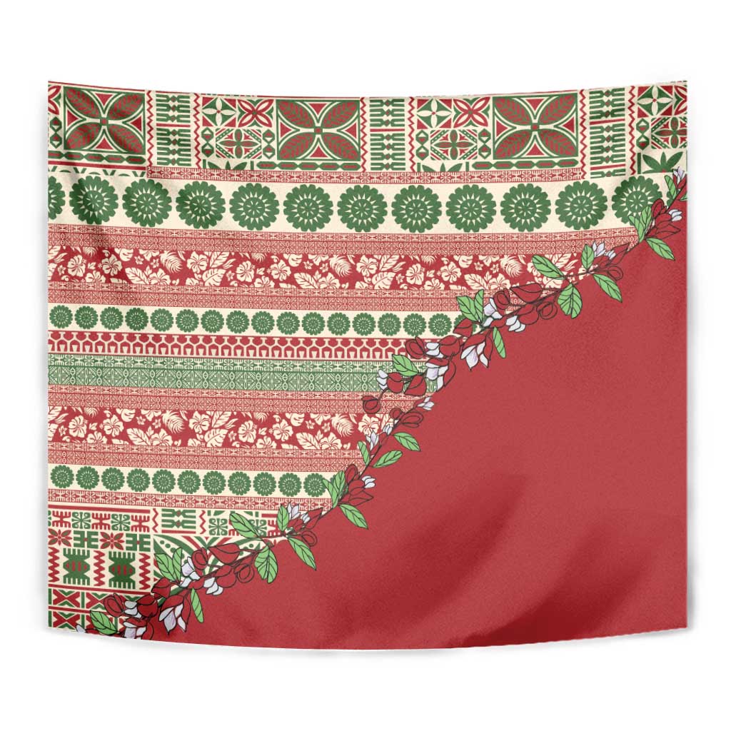 Fiji Marau na Kerisimasi Tapestry Red Tagimoucia Tapa Masi Tribal - Polynesian Pride