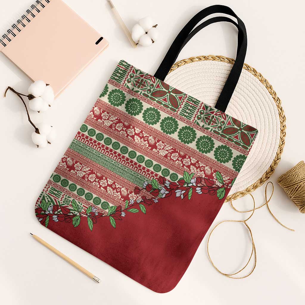Fiji Marau na Kerisimasi Tote Bag Red Tagimoucia Tapa Masi Tribal - Polynesian Pride