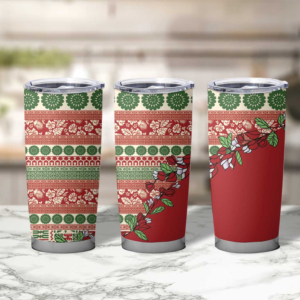 Fiji Marau na Kerisimasi Tumbler Cup Red Tagimoucia Tapa Masi Tribal - Polynesian Pride