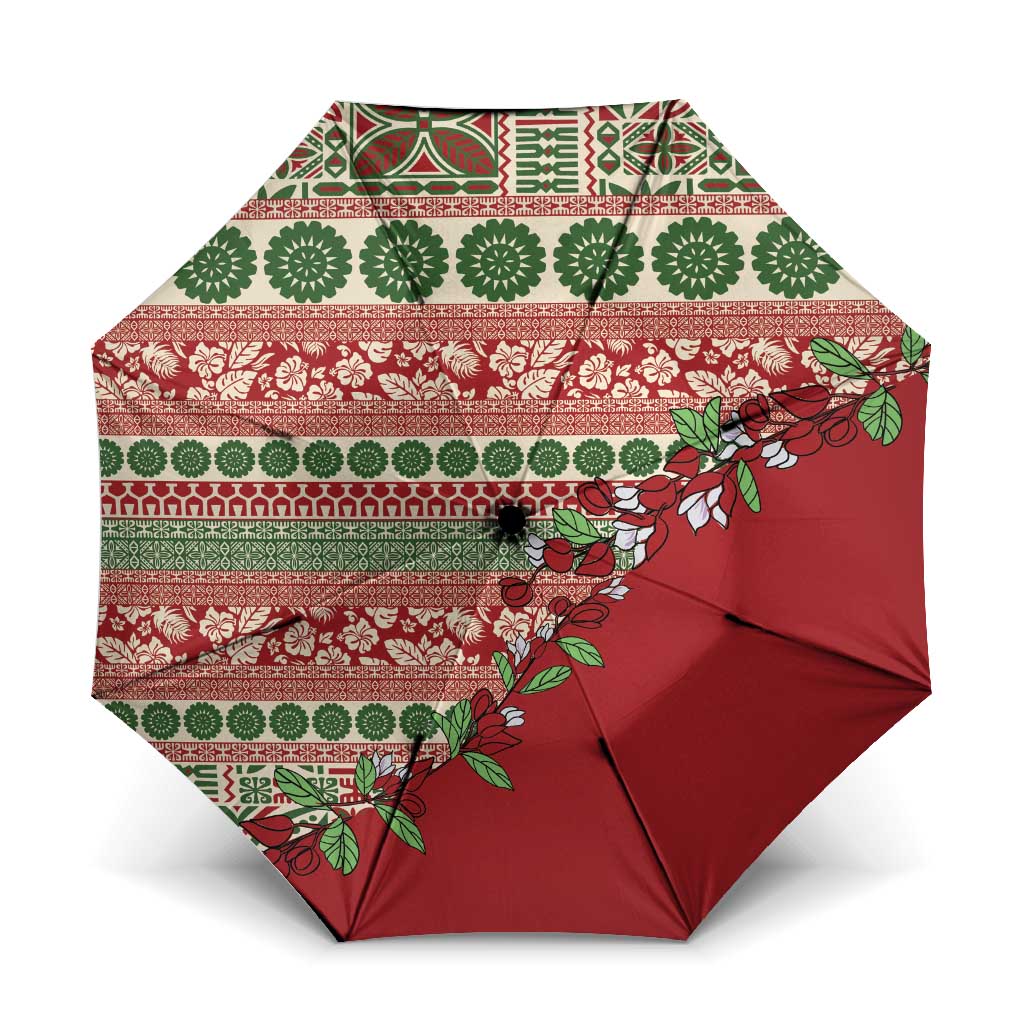 Fiji Marau na Kerisimasi Umbrella Red Tagimoucia Tapa Masi Tribal - Polynesian Pride