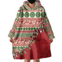 Fiji Marau na Kerisimasi Wearable Blanket Hoodie Red Tagimoucia Tapa Masi Tribal LT9 - Polynesian Pride