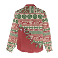 Fiji Marau na Kerisimasi Women Casual Shirt Red Tagimoucia Tapa Masi Tribal LT9 - Polynesian Pride