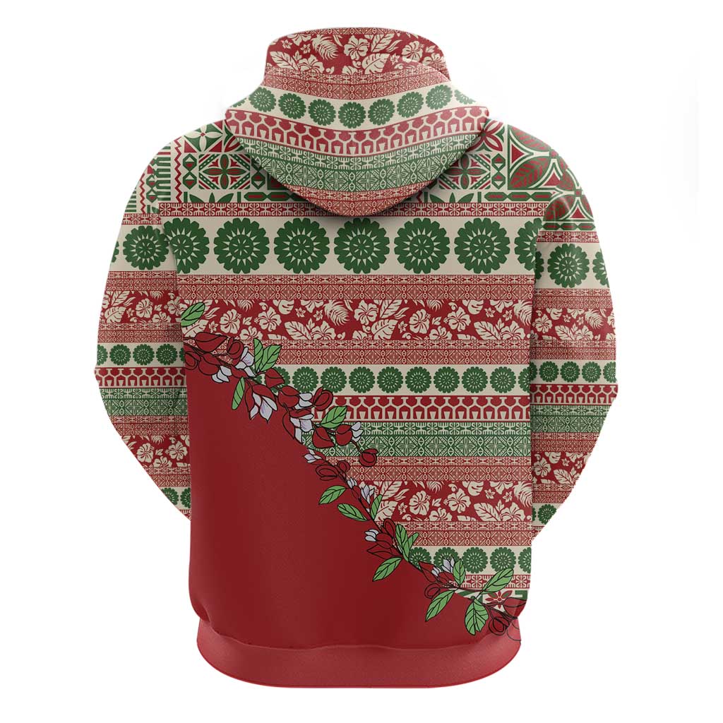 Fiji Marau na Kerisimasi Zip Hoodie Red Tagimoucia Tapa Masi Tribal - Polynesian Pride