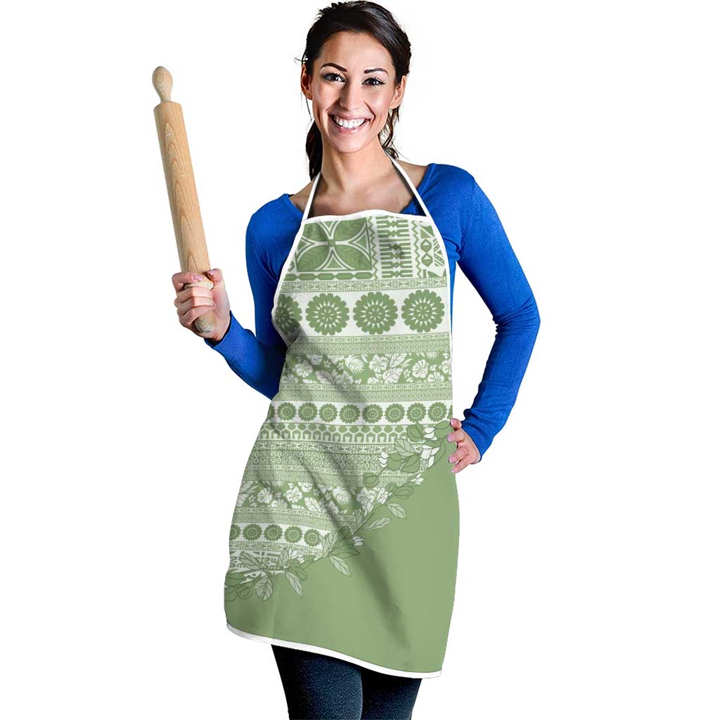 Fiji Marau na Kerisimasi Apron Sage Green Tagimoucia Tapa Masi Tribal - Polynesian Pride