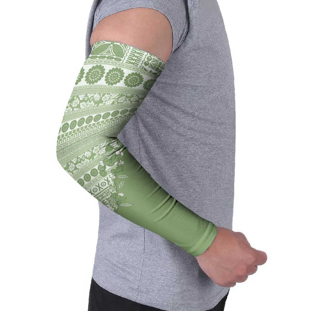Fiji Marau na Kerisimasi Arm Sleeves Sage Green Tagimoucia Tapa Masi Tribal - Polynesian Pride