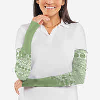 Fiji Marau na Kerisimasi Arm Sleeves Sage Green Tagimoucia Tapa Masi Tribal - Polynesian Pride