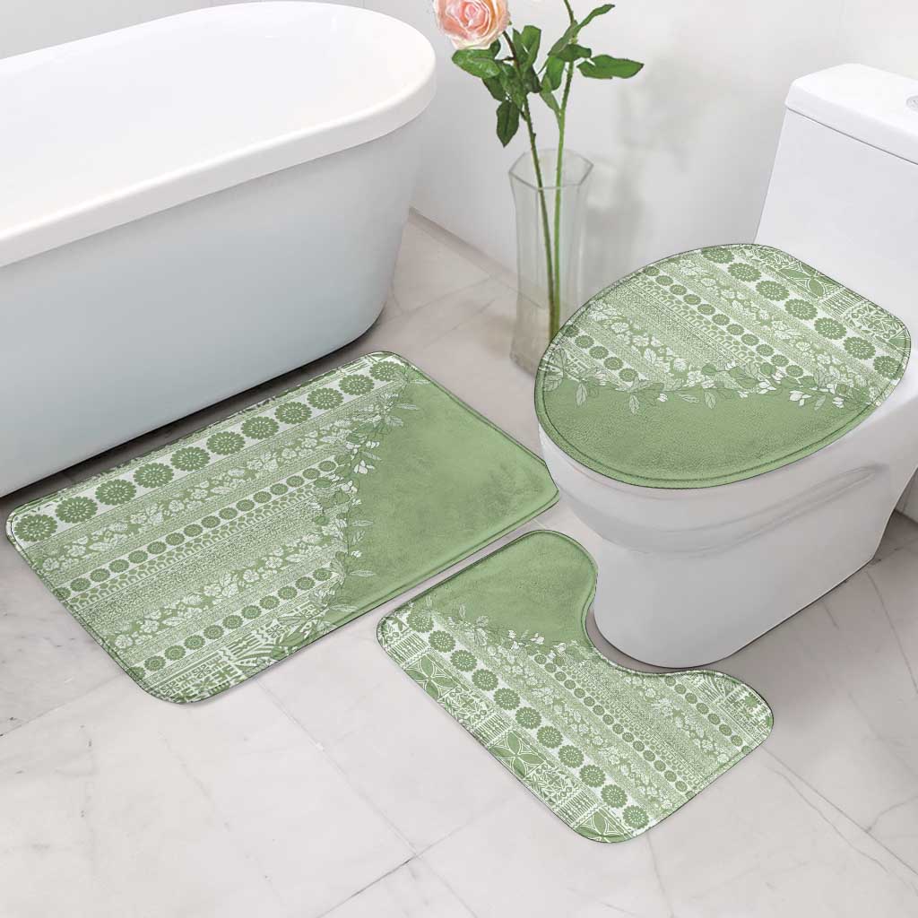 Fiji Marau na Kerisimasi Bathroom Set Sage Green Tagimoucia Tapa Masi Tribal - Polynesian Pride