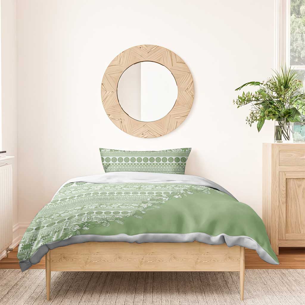 Fiji Marau na Kerisimasi Bedding Set Sage Green Tagimoucia Tapa Masi Tribal - Polynesian Pride