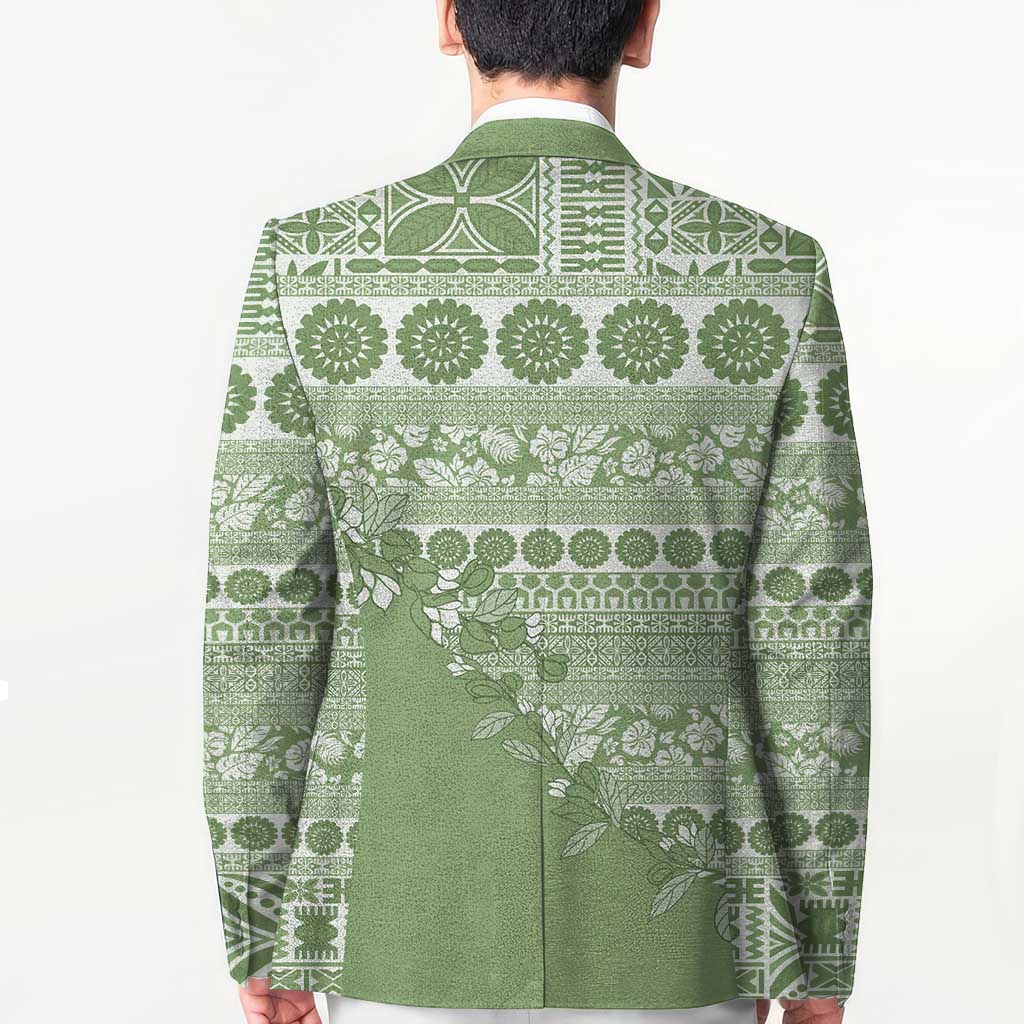 Fiji Marau na Kerisimasi Blazer Sage Green Tagimoucia Tapa Masi Tribal - Polynesian Pride