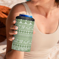 Fiji Marau na Kerisimasi 4 in 1 Can Cooler Tumbler Sage Green Tagimoucia Tapa Masi Tribal LT9 - Polynesian Pride